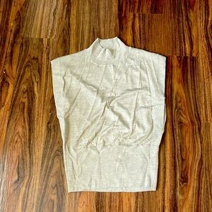 Cream merino wool mock neck sleeveless sweater